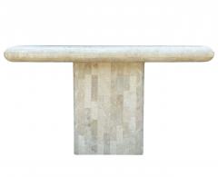 Hollywood Regency Tessellated Stone or White Marble Console Table or Sofa Table - 2058918