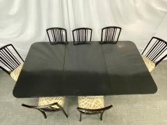 Hollywood Regency Triple Pedestal Ebony Dining Table Maison Jansen - 2598916