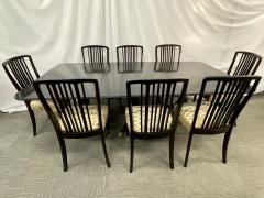 Hollywood Regency Triple Pedestal Ebony Dining Table Maison Jansen - 2598917