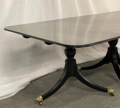 Hollywood Regency Triple Pedestal Ebony Dining Table Maison Jansen - 2598918