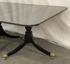Hollywood Regency Triple Pedestal Ebony Dining Table Maison Jansen - 2598919