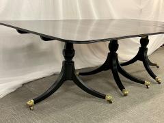 Hollywood Regency Triple Pedestal Ebony Dining Table Maison Jansen - 2598921