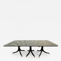Hollywood Regency Triple Pedestal Ebony Dining Table Maison Jansen - 2602616