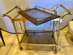 Hollywood Regency Two Tier Serving Cart in a Faux Marbleized Design - 2938880