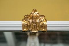 Hollywood Regency White Lacquered Giltwood Wall Console Mirror Paint Decorated - 3001112