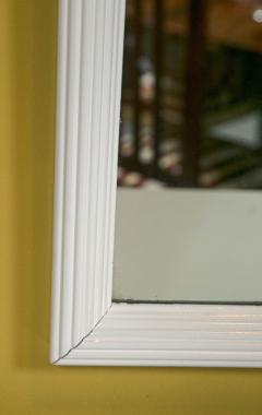 Hollywood Regency White Lacquered Giltwood Wall Console Mirror Paint Decorated - 3001114