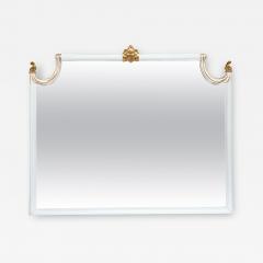 Hollywood Regency White Lacquered Giltwood Wall Console Mirror Paint Decorated - 3018430