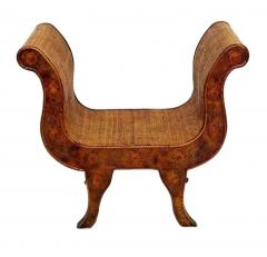 Hollywood Regency Wood Cane Sculptural Single Bench Seat Stool or Chair - 3708553