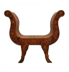 Hollywood Regency Wood Cane Sculptural Single Bench Seat Stool or Chair - 3708556