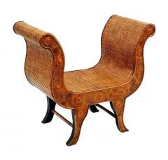 Hollywood Regency Wood Cane Sculptural Single Bench Seat Stool or Chair - 3708557