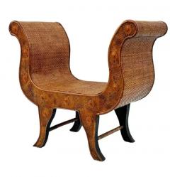 Hollywood Regency Wood Cane Sculptural Single Bench Seat Stool or Chair - 3708561