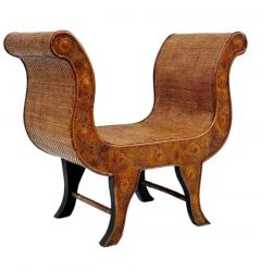 Hollywood Regency Wood Cane Sculptural Single Bench Seat Stool or Chair - 3708588