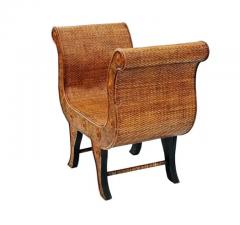 Hollywood Regency Wood Cane Sculptural Single Bench Seat Stool or Chair - 3708589