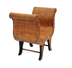 Hollywood Regency Wood Cane Sculptural Single Bench Seat Stool or Chair - 3708590