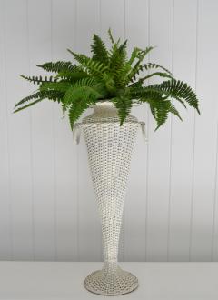 Hollywood Regency Woven Rattan Plant Stand - 1851941