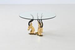 Hollywood Regency style coffee table brass antelope France 1970 - 4164989