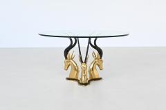Hollywood Regency style coffee table brass antelope France 1970 - 4164992
