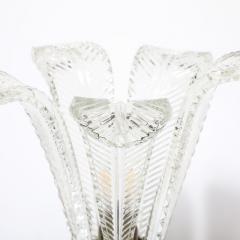 Hollywood Style Cut Pressed Murano Glass Leaf Form Table Lamp W Etched Detail - 3998415