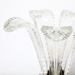 Hollywood Style Cut Pressed Murano Glass Leaf Form Table Lamp W Etched Detail - 3998418
