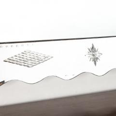 Hollywood Venetian Glass Scalloped Shadowbox Beveled Mirror W Reversed Etching - 4075175