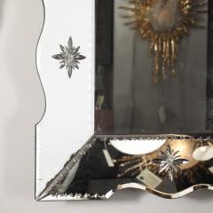Hollywood Venetian Glass Scalloped Shadowbox Beveled Mirror W Reversed Etching - 4075176
