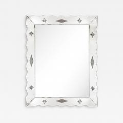 Hollywood Venetian Glass Scalloped Shadowbox Beveled Mirror W Reversed Etching - 4076446