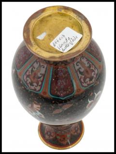 Honda Yosaburo Antique Japanese Cloisonne Enamel Gold Stone Vase with Butterflies - 3903427