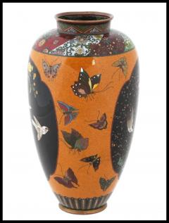 Honda Yosaburo Antique Japanese Cloisonne Goldstone Enamel Butterfly Vase Attributed To Honda - 3904317
