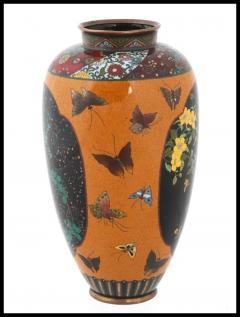 Honda Yosaburo Antique Japanese Cloisonne Goldstone Enamel Butterfly Vase Attributed To Honda - 3904319