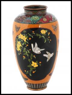 Honda Yosaburo Antique Japanese Cloisonne Goldstone Enamel Butterfly Vase Attributed To Honda - 3904386