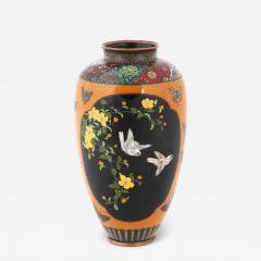 Honda Yosaburo Antique Japanese Cloisonne Goldstone Enamel Butterfly Vase Attributed To Honda - 3934392