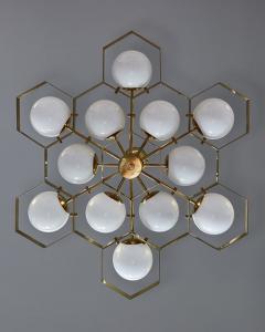 Honeycomb Brass and Glass Candlestick - 4730825