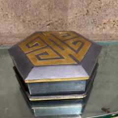 Hong Kong Decorative Brass Pewter Six Sided Trinket Box - 3528791