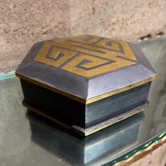 Hong Kong Decorative Brass Pewter Six Sided Trinket Box - 3528792