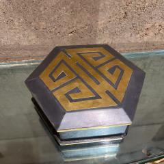 Hong Kong Decorative Brass Pewter Six Sided Trinket Box - 3528793
