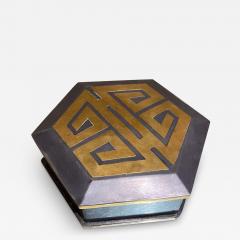 Hong Kong Decorative Brass Pewter Six Sided Trinket Box - 3531151