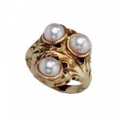 Horace Potter Potter Studios American Arts Crafts 14kt Yellow Gold Ring with pearls by Potter Studios - 2467448