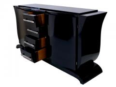 Horizontal and vertical curved French 1930s Art Deco Sideboard in Black Lacquer - 2633605