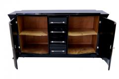 Horizontal and vertical curved French 1930s Art Deco Sideboard in Black Lacquer - 2633607
