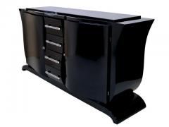 Horizontal and vertical curved French 1930s Art Deco Sideboard in Black Lacquer - 2633610