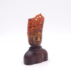 Horn Carving of Guan Yin on Hardwood Base China circa 1920 - 2597594