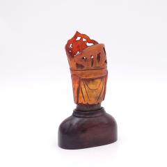 Horn Carving of Guan Yin on Hardwood Base China circa 1920 - 2597596