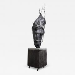 Horse Head Metal Sculpture by G F ssl Handforged On Charred Oak Base AT 2017 - 4739596