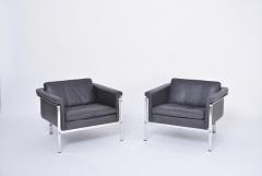 Horst Bruning Pair of dark grey leather Lounge chairs by Horst Br ning for Kill International - 2686851