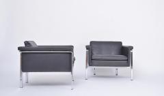 Horst Bruning Pair of dark grey leather Lounge chairs by Horst Br ning for Kill International - 2686853