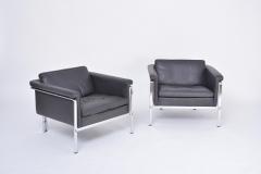 Horst Bruning Pair of dark grey leather Lounge chairs by Horst Br ning for Kill International - 2686854
