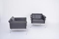 Horst Bruning Pair of dark grey leather Lounge chairs by Horst Br ning for Kill International - 2686857