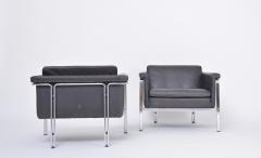 Horst Bruning Pair of dark grey leather Lounge chairs by Horst Br ning for Kill International - 2686858