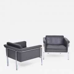 Horst Bruning Pair of dark grey leather Lounge chairs by Horst Br ning for Kill International - 2688888