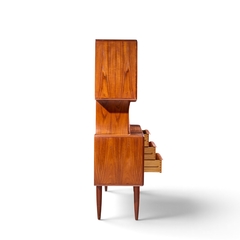 Hos Wulff Hos Wulff Mid Century Danish Teak Tambour Door Credenza and Hutch - 4739536